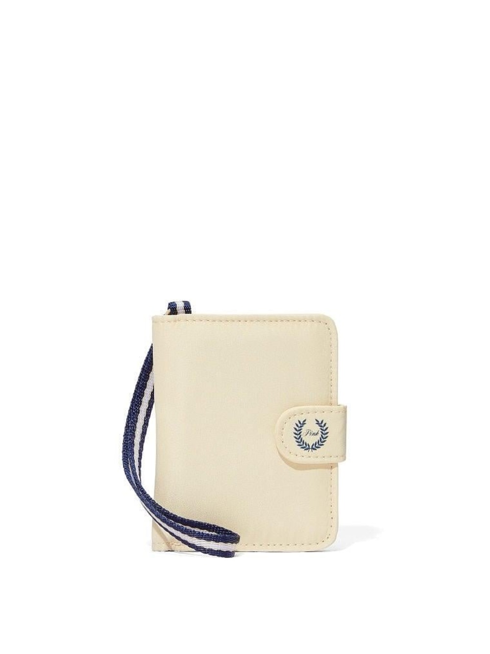 PINK VS Cream Wristlet Card Holder with Navy Strap NEW